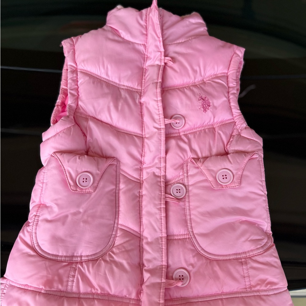 U.S. Polo Assn. Pink Kids Puffer Vest